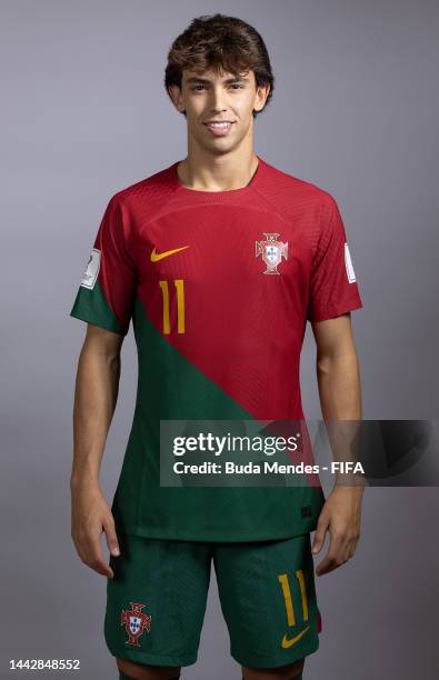 Joao Felix of Portugal poses during the official FIFA World Cup Qatar 2022 portrait session on November 19, 2022 in Doha, Qatar.