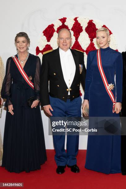 Princess Caroline of Hanover, Prince Albert II of Monaco and Princess Charlene of Monaco attend a Gala at the Grimaldi Forum during the Monaco...