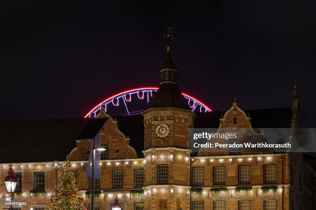 Weihnachtsmarkt, Christmas market in Düsseldorf, with carousel.