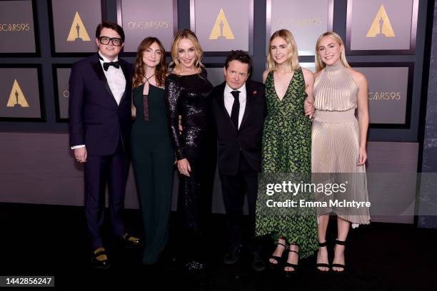 Sam Fox, Esme Fox, Tracy Pollan, Michael J. Fox, Aquinnah Fox, and Schuyler Fox attend the Academy of Motion Picture Arts and Sciences 13th Governors...