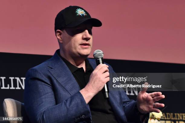 Kevin Feige from the film "Black Panther: Wakanda Forever" speaks onstage during Contenders Film: Los Angeles at DGA Theater Complex on November 19,...