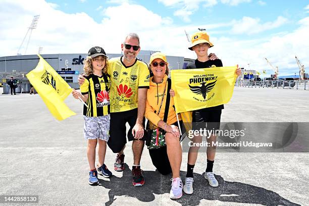 Phoenix fans arrive before the during the round one A-League Women's match between Wellington Phoenix and Melbourne City at Sky Stadium, on November...