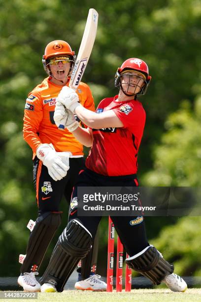 Erica Kershaw of the Renegades bats during the Women's Big Bash League match between the Perth Scorchers and the Melbourne Renegades at Ted Summerton...