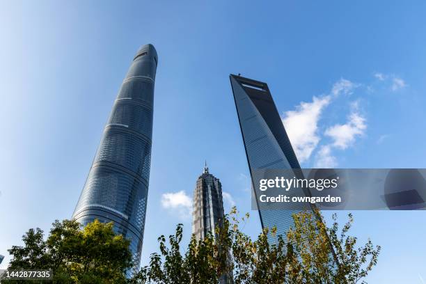 the high-rise building in lujiazui financial district, pudong, shanghai. - corporate headquarters stock pictures, royalty-free photos & images