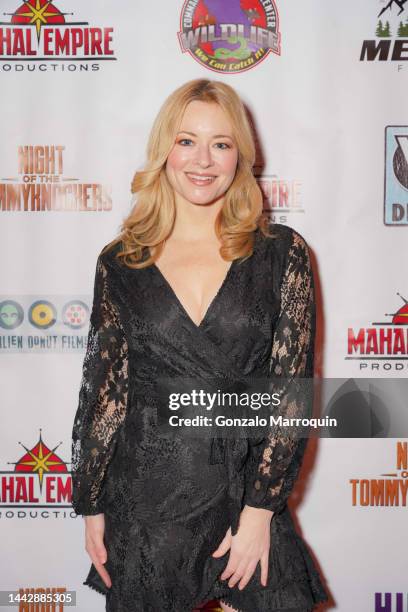 Jessica Morris attends the world premiere red carpet for "Night of the Tommyknockers" at the Fine Arts Theatre on November 19, 2022 in Beverly Hills,...