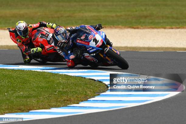 Toprak Razgatlioglu of Turkey rides the Pata Yamaha with Brixx WorldSBK Yamaha competes in the Superpole Race during the 2022 MOTUL FIM Superbike...