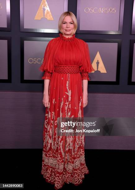 Michelle Williams attends the Academy of Motion Picture Arts and Sciences 13th Governors Awards at Fairmont Century Plaza on November 19, 2022 in Los...