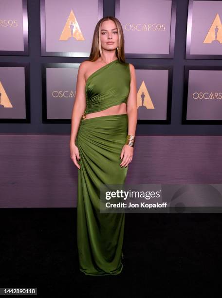 Margot Robbie attends the Academy of Motion Picture Arts and Sciences 13th Governors Awards at Fairmont Century Plaza on November 19, 2022 in Los...