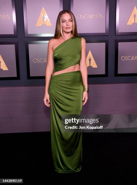 Margot Robbie attends the Academy of Motion Picture Arts and Sciences 13th Governors Awards at Fairmont Century Plaza on November 19, 2022 in Los...