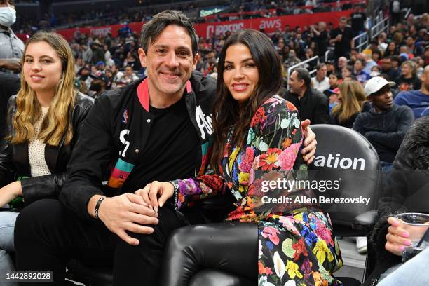 Jenna Dewan and Steve Kazee attend a basketball game between the Los Angeles Clippers and the San Antonio Spurs at Crypto.com Arena on November 19,...