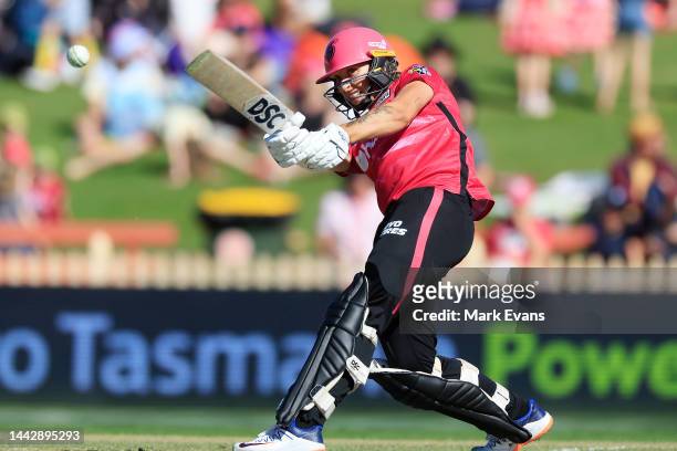 Ashleigh Gardner of the Sixers bats during the Women's Big Bash League match between the Sydney Sixers and the Hobart Hurricanes at North Sydney...
