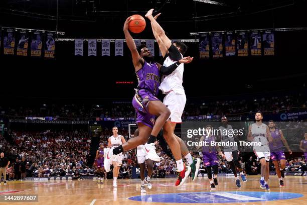 Derrick Walton Jr of the Kings drives to the basket during the round 7 NBL match between The Sydney Kings and Illawarra Hawks at Qudos Bank Arena, on...