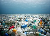 Devestating shot of plastic waste in the ocean. Water Pollution.