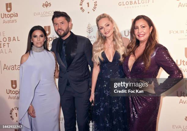 Eva Longoria, Christophe Beaugrand, Beatrice Rosen and Maria Bravo attend Global Gift Gala 2022 : Photocall At Four Seasons Hotel George V on...