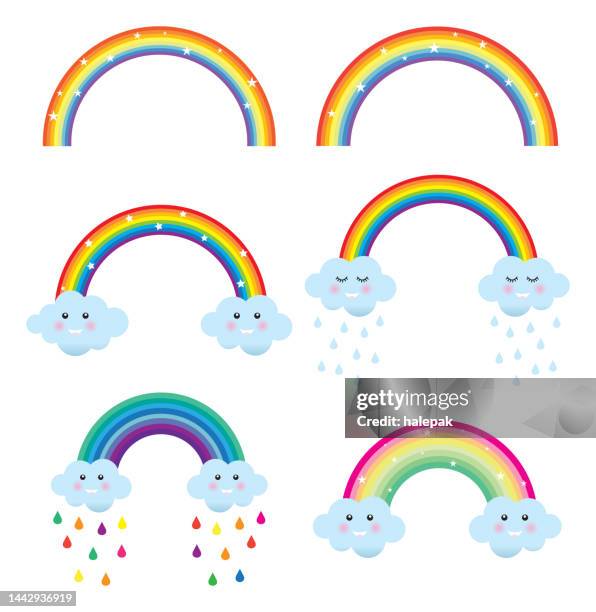 rainbows - rainbow clouds stock illustrations