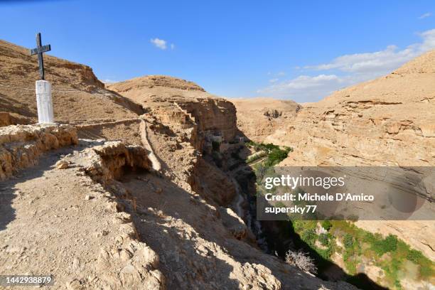 st. george monastery in deep wadi qelt - jericho stock pictures, royalty-free photos & images