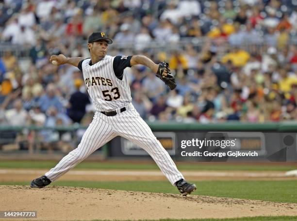 Pitcher Ian Snell of the Pittsburgh Pirates pitches against the Houston Astros during the first game of a doubleheader at PNC Park on July 19, 2005...