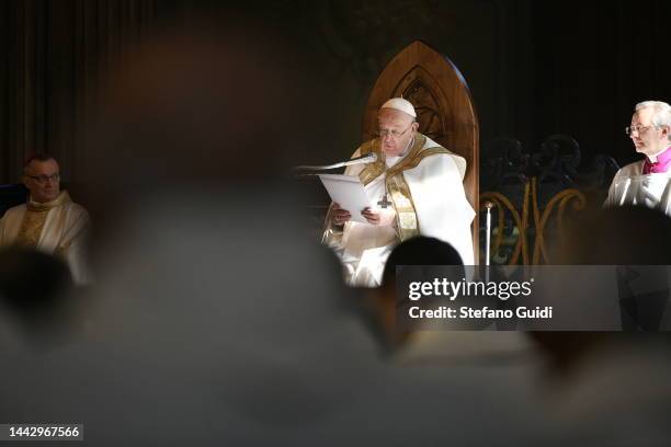 Pope Francis during the Mass At Asti Cathedral on November 20, 2022 in Asti, Italy.