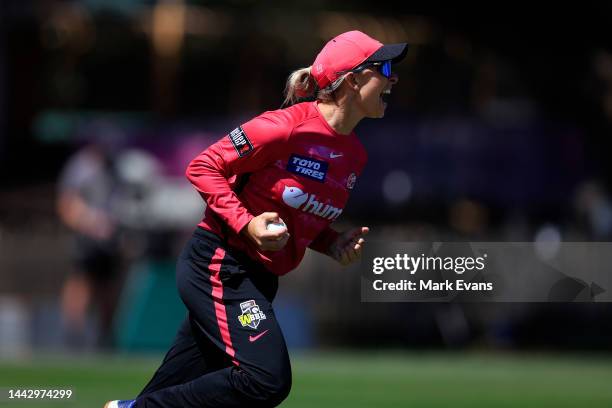 Ashleigh Gardner of the Sixers celebrates a wicke during the Women's Big Bash League match between the Sydney Sixers and the Hobart Hurricanes at...