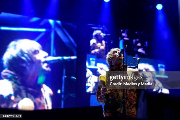 Singer Liam Gallagher performs on stage during day 2 of 'Corona Capital 2022' at Autodromo Hermanos Rodriguez on November 19, 2022 in Mexico City,...