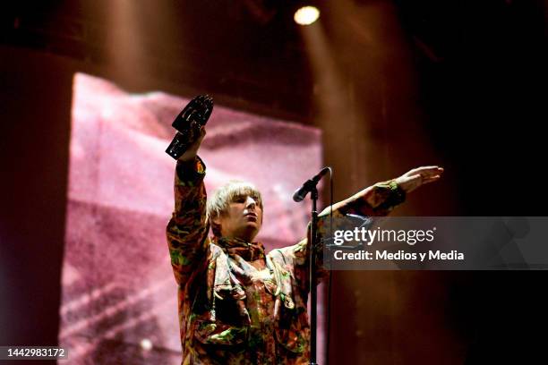 Singer Liam Gallagher performs on stage during day 2 of 'Corona Capital 2022' at Autodromo Hermanos Rodriguez on November 19, 2022 in Mexico City,...