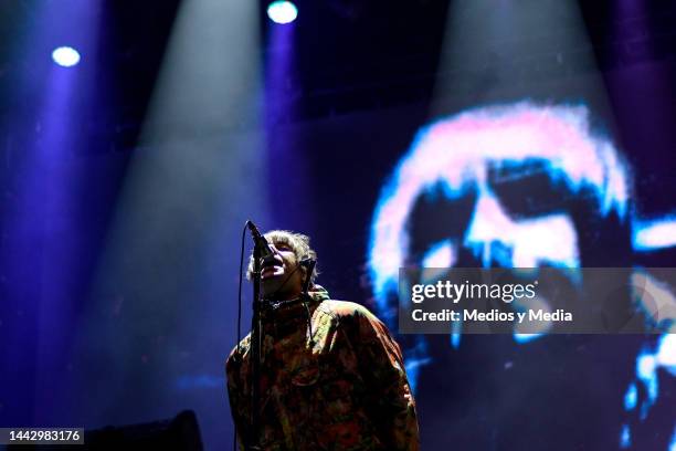 Singer Liam Gallagher performs on stage during day 2 of 'Corona Capital 2022' at Autodromo Hermanos Rodriguez on November 19, 2022 in Mexico City,...