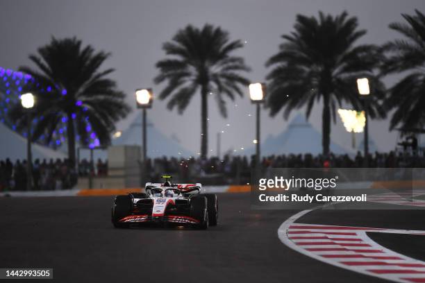 Mick Schumacher of Germany driving the Haas F1 VF-22 Ferrari on track during the F1 Grand Prix of Abu Dhabi at Yas Marina Circuit on November 20,...