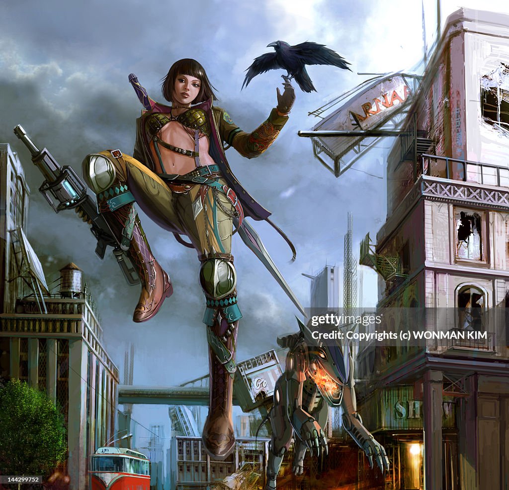 Civil woman warrior illustration