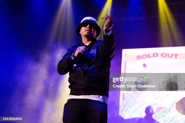 Rapper Baby Bash performs onstage during the High Hopes Concert Series produced by Bobby Dee Presents at Toyota Arena on November 19, 2022 in...