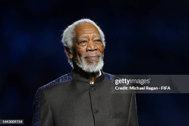 Morgan Freeman performs during the opening ceremony prior to the FIFA World Cup Qatar 2022 Group A match between Qatar and Ecuador at Al Bayt Stadium...