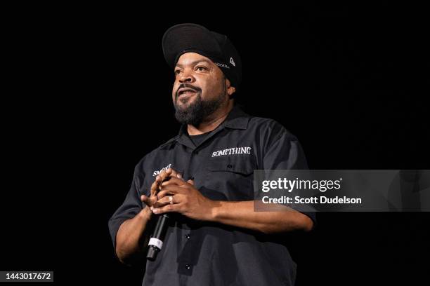 Rapper Ice Cube, founding member of Westside Connection and N.W.A, performs onstage during the High Hopes Concert Series produced by Bobby Dee...