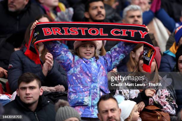 Bristol City fan shows her support during the Barclays FA Women's Championship match between Bristol City Women and Birmingham City Women at Ashton...