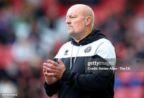 Neil Redfearn, Manager of Sheffield United reacts during the Barclays FA Women's Championship match between Sheffield United and London City...