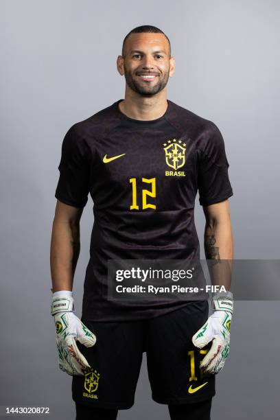 Weverton of Brazil poses during the official FIFA World Cup Qatar 2022 portrait session on November 20, 2022 in Doha, Qatar.