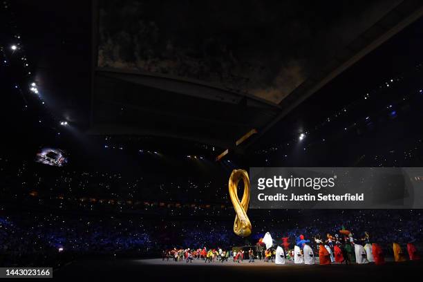 General view during the opening ceremony prior to the FIFA World Cup Qatar 2022 Group A match between Qatar and Ecuador at Al Bayt Stadium on...