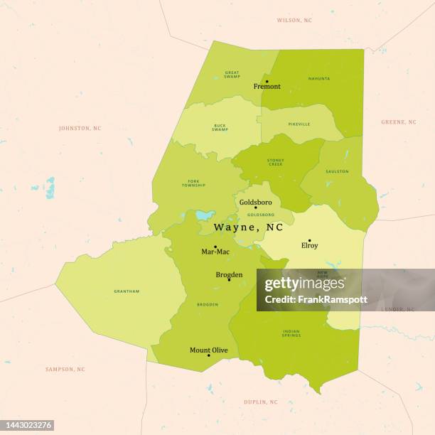 nc wayne county vector map green - goldsboro nc stock illustrations