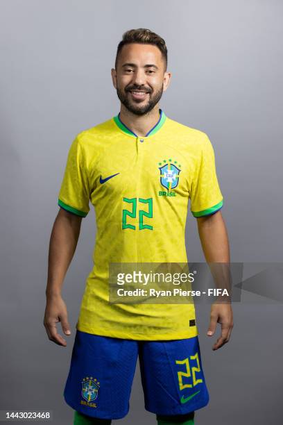Everton Ribeiro of Brazil poses during the official FIFA World Cup Qatar 2022 portrait session on November 20, 2022 in Doha, Qatar.