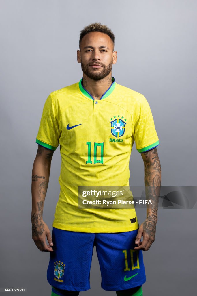 Neymar of Brazil poses during the official FIFA World Cup Qatar 2022 News Photo - Getty Images
