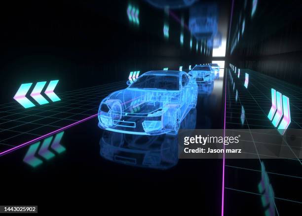 blue light data autonomous self driving vehicle - intelligent car stock-fotos und bilder