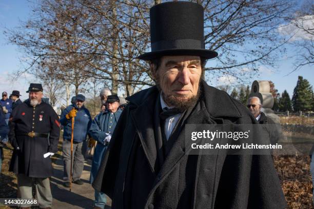 Civil War re-enactors take part in the annual ceremonies and parade on the anniversary of President Abraham Lincolns Gettysburg Address speech,...