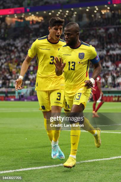 Enner Valencia of Ecuador celebrates after scoring a goal which was later disallowed by the Video Assistant Referee during the FIFA World Cup Qatar...