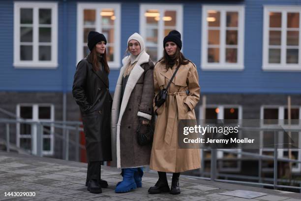 Lena Lademann is seen wearing black leather Copenhagen Studios CPH591 boots, Mango black leather pants, 12 Storeez brown sweater, black Arket wool...