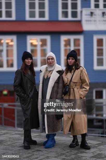 Lena Lademann is seen wearing black leather Copenhagen Studios CPH591 boots, Mango black leather pants, 12 Storeez brown sweater, black Arket wool...