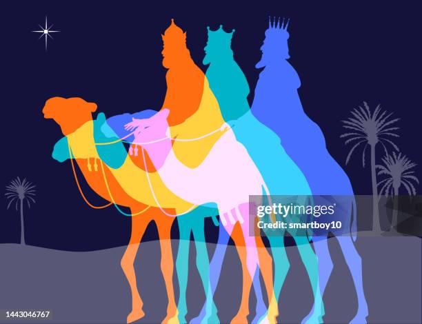 three wise men (three kings) - bethlehem stock illustrations