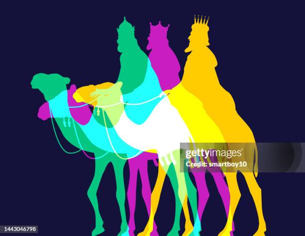 three wise men (three kings) - bethlehem stock illustrations