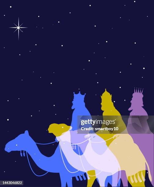 illustrazioni stock, clip art, cartoni animati e icone di tendenza di tre saggi (re magi) - three wise men