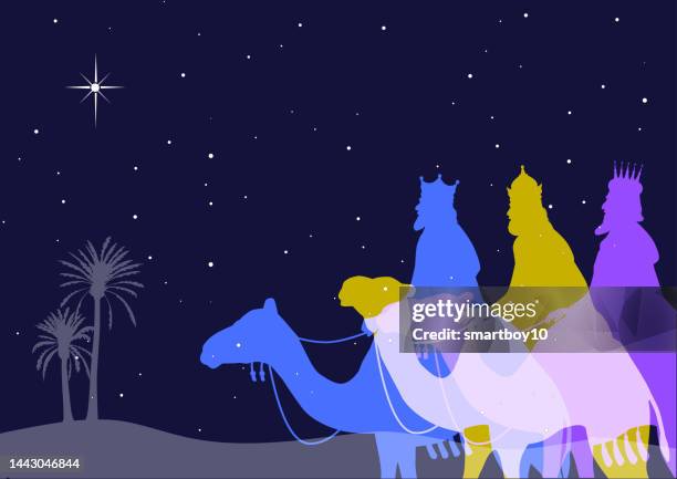 three wise men (three kings) - epiphany religious celebration stock illustrations