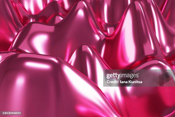 abstract glossy pink background. beautiful futuristic 3d pattern. - oil flow stockfoto's en -beelden