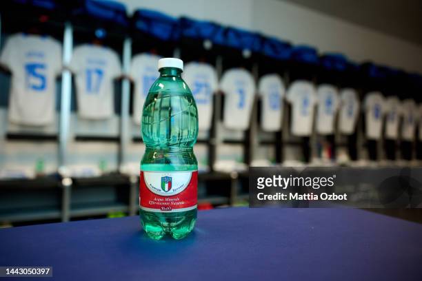 General view inside the dressing room prior to the friendly match between Austria and Italy at Ernst Happel Stadion on November 20, 2022 in Vienna,...
