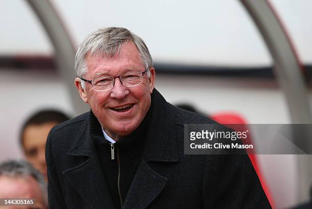 Sir Alex Ferguson of Manchester United looks on during the Barclays Premier League match between Sunderland and Manchester United at Stadium of Light...